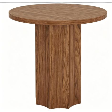 Table à manger ronde compacte 2 à 4 personnes en MDF aspect bois brun, style campagne moderne, idéale pour petite cuisine ou salle à manger – CHICFURN (1/5)