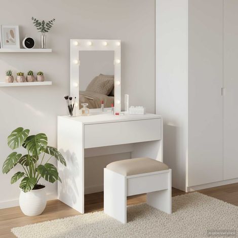 Schminktisch mit Schubladen Weiß 60 x 40 x 70 cm Holzwerkstoff