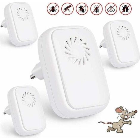 Lot de 4 Répulsifs à Ultrasons Anti Insectes Électrique Intérieur Contre Moustiques Cafards Puces Reptiles (1/4)