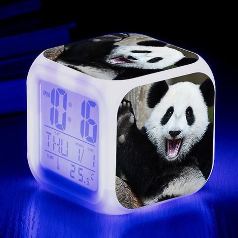 rveil Panda Image Rveil B Lumire Usb Enfants Led Horloge Dessin Anim Veilleuse Flash 7 Changement De Couleur Horloge Numrique Horloge De Bureau Le (1/5)