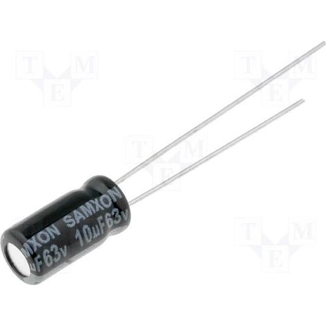 Condensador Electrolitico 10uF 63Vdc Medidas 5x11mm
