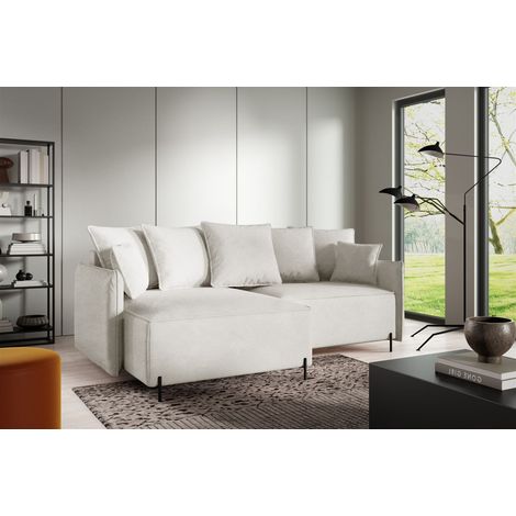 Ecksofa Schlafsofa BETTO Stoff Now or Never Weiß Ottomane Links (1/4)