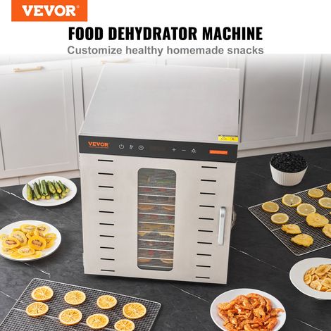 Déshydrateur Alimentaire Électrique 10 Plateaux Inox 1 kW Déshydrateur de Fruits et Légumes Température Réglable 30-90 ℃ Minuterie 48 h Machine à Sécher les Fruits Séchage Aliment Viande Poisson (1/5)