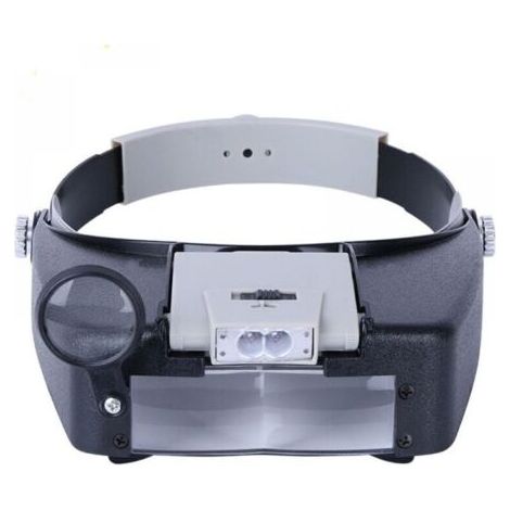 Loupe serre-tête pour horloger, bijoutier, lecture, mains libres avec éclairage LED, gris (1/4)