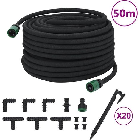Tuyau d'arrosage de jardin noir 0,6" 50 m caoutchouc