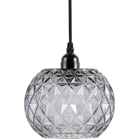Lampe Suspension en Verre "Corvus" 18cm Gris (1/4)
