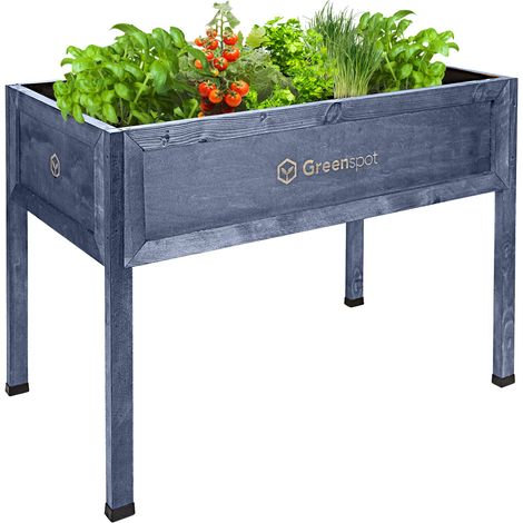 Aiuola rialzata per balcone, terrazza e giardino 110x55x80cm - Erbario in legno su gambe - Fioriera su gambe per fiori, erbe aromatiche, ortaggi - Fioriera rialzata per il giardino, Greenspot Vintage  (1/5)