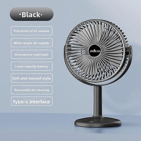 Ventilador portátil plegable, ventilador de escritorio inalámbrico recargable por USB con 5 velocidades y luz LED, ventilador plegable a pilas para el hogar y la oficina. (1/5)