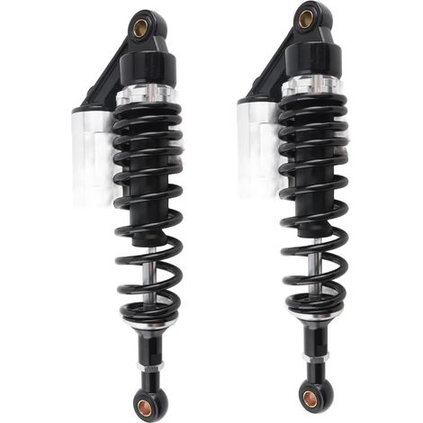 Amortisseurs de Moto, Amortisseurs Arrière Universels Amortisseur de Moto Paire Universelle 340 Mm Amortisseur de Ressort de Suspension Arrière pour VTT SUV (Noir et argent) (1/5)