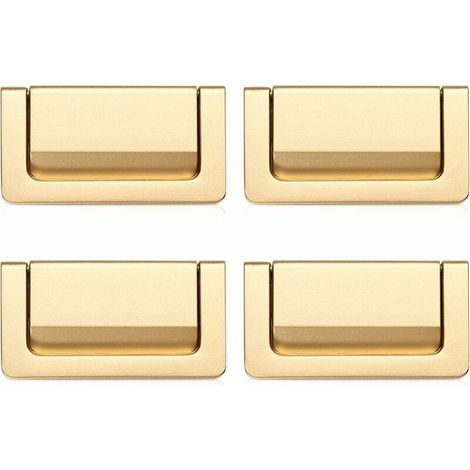 Drawer Pulls, Hidden Furniture Handles, 4 Modern Zinc Alloy Handles for Cabinets, Cabinets, Doors and Drawers (Gold, Hole Center: 64mm) (1/5)