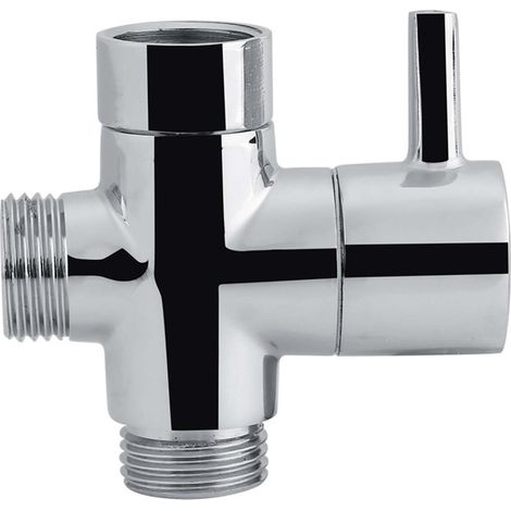 Robinet d'arrêt/dérivation en T à 3 voies pour douche, WC, bidet, adaptateur d'eau, couleur chromée (1/5)