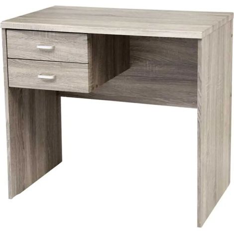 Schreibtisch Ermes 80 x 40 x 76 cm in Olmo mit 2 Schubladen und offenen Fächern