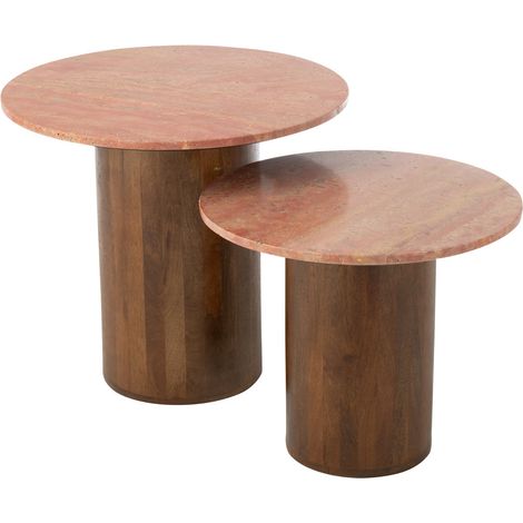 Lot de 2 Tables Basses en Marbre "Eula" 56cm Terracotta