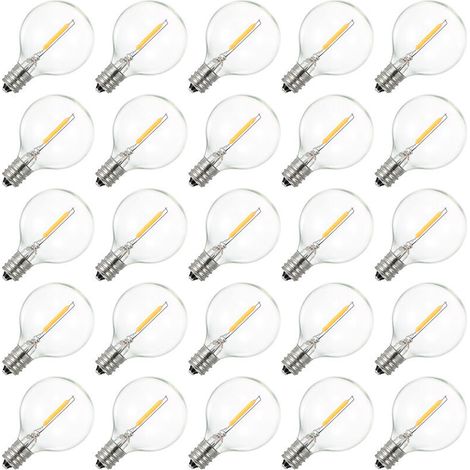 royaluxe -AC230V Globe LED G40 Ampoule Lampe 25 Pack E12 Base Socket Holder IP44 Résistance à l'eau Blanc Chaud pour Guirlande Lumineuse Home Party Décoration De Mariage (1/5)