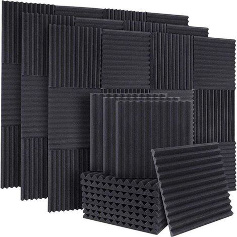 50 PièCes Panneaux Insonorisants en Mousse InsonoriséE Acoustique D'Isolation Phonique Cale pour Murs de Studio Plafond, 1X12X12 Pouces (1/4)