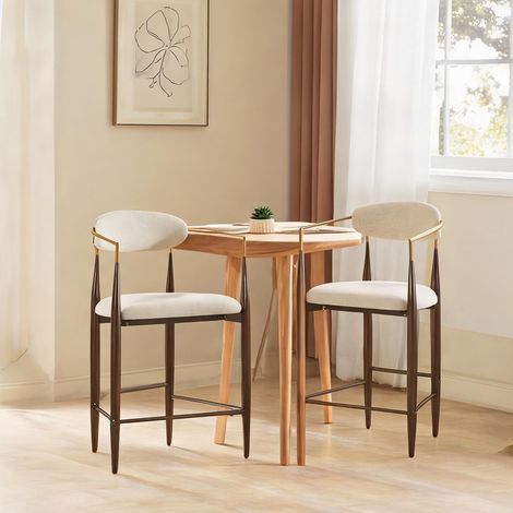 Set de 2 tabourets de bar en tissu beige avec accoudoirs (1/5)