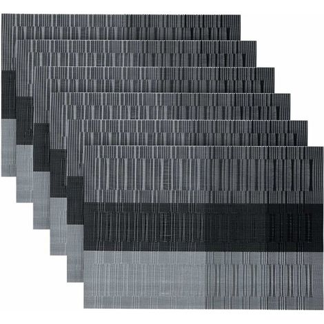Juego de 6 manteles individuales Tigrezy de PVC lavables, antideslizantes, resistentes al calor y al desgaste, fáciles de limpiar y guardar, 45 x 30 cm.