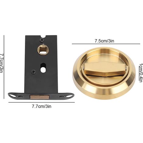 Serrure de porte en acier inoxydable avec poignée et anneau de traction pour porte de placard, tiroir ou armoire (dorée) (1/5)