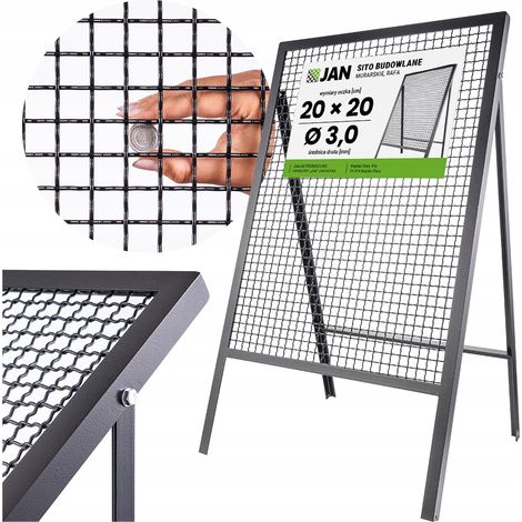 Tamis de construction pour maçonnerie RAFA, maille métallique 20x20mm Ø 3mm pour sable et terre