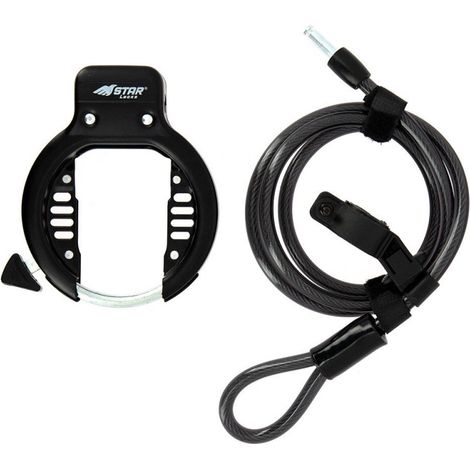 Antivol bloque roue arrière vélo + câble antivol Star Locks pour (1/2)