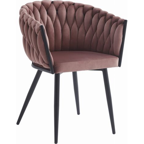 Poltroncina Orion in velluto rosa antico e gambe nere (1/5)