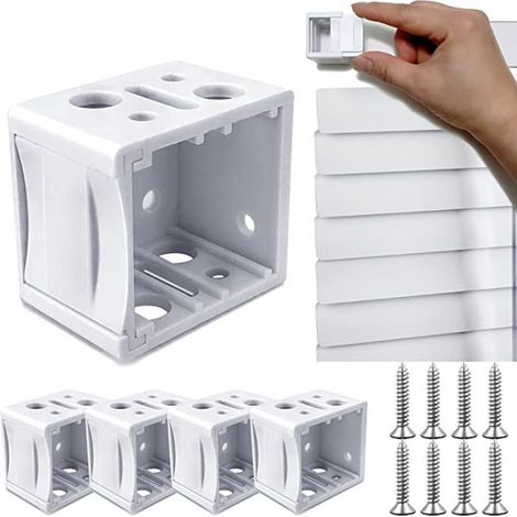 Juego de 5 soportes blancos para persianas. Soportes de montaje para rieles de persianas. Fácil instalación para el hogar y la oficina. (1/5)