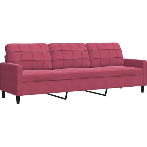 vidaXL Divano a 3 Posti Rosso Vino 210 cm in Velluto (1/5)