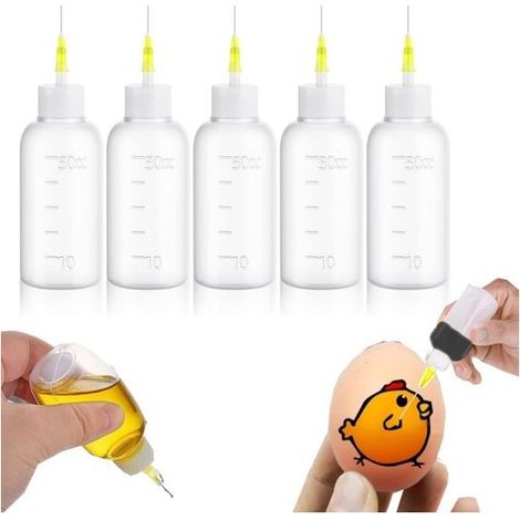 Ensemble de 5 Bouteilles Souples avec Embout Aiguille Amovible Gradué, Flacon Vide pour Colle, Pipette à Colorant et Bouteille d'Alcool (1/5)