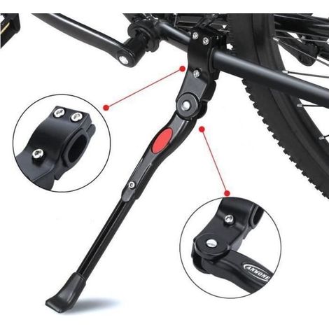 Bequille VTT Velo Laterale Réglable en hauteur - Alliage d' aluminium - Noir (1/4)