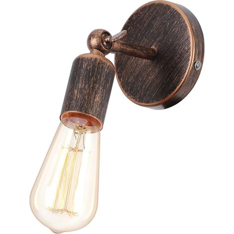 Applique Murale Industrielle Vintage E27 Lampe Murale Abat-jour en Métal orientable à 180° Lampe de Mur Interieur pour Chambre Salle de Bains Couloir Salon (Rouille Bronze)
