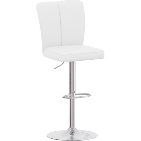 Taburete de bar regulable giratorio 360° en conjunto de 2, cuero PU blanco y plata, HOMVRA (1/5)