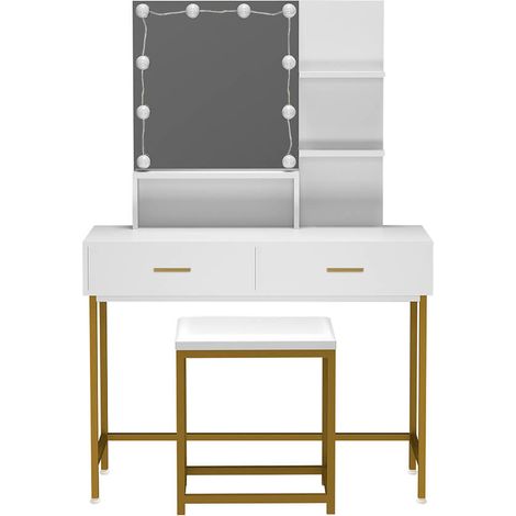 HOME DELUXE - Toeletta con specchio e illuminazione a LED KASIA