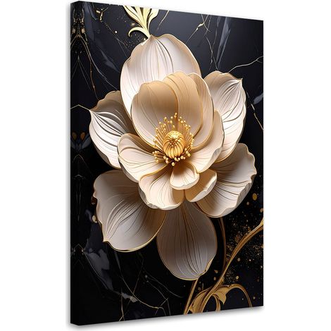 Bild auf Leinwand Weiße Blume 3d Marmor Glamour 20x30 (1/5)