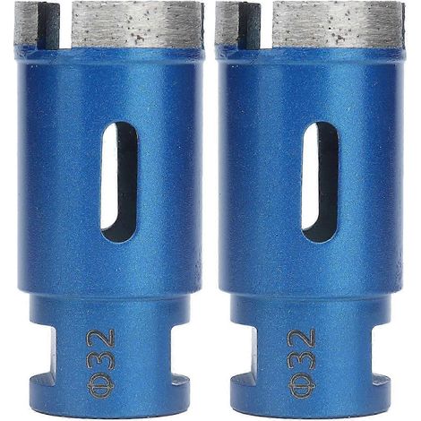 Lot de 2 forets à marbre de 32 mm, robustes et affûtés, de couleur bleue, pour percer marbre, granit, carrelage, céramique et béton. (1/5)
