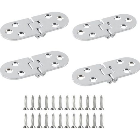 Mini charnières avec clous (4 pièces) - Charnières pliantes à 180 degrés - Argent - Charnière de porte - Goupille fixe et résistante aux tempêtes pour la construction de meubles - Charnière (1/5)