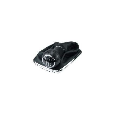 Schaltknaufmanschette A253-6, 12 mm, kompatibel mit VW Golf 4 IV 6-Gang-Schaltgetriebe, mit Plug-&-Play-Rahmen, Ersatzteil für 1J071113, Schwarzchrom (1/5)