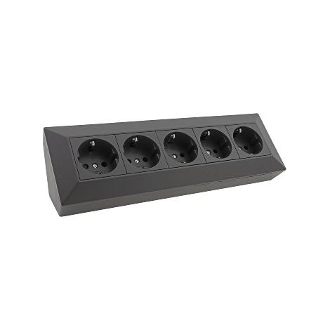 Steckdosenblock Ecksteckdose 5-Fach, Schutzkontakt, Schwarz (1/5)
