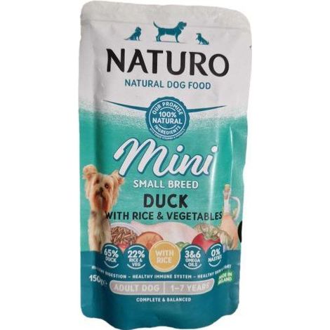 Naturo Mini Bolsa para perro 150g - ADULTO pato con arroz y verduras 150g