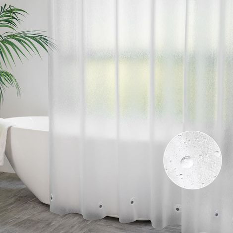 Duschvorhang Transparent Weiß 200x200 mit 5 Gewicht Magnete und 14 Haken (1/5)