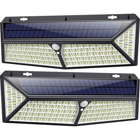 Lámpara solar para exteriores con 288 LED, 2500 lúmenes – Resistente al agua con sensor de movimiento – Fácil montaje en pared – Batería de litio de 4400 mAh (1/5)