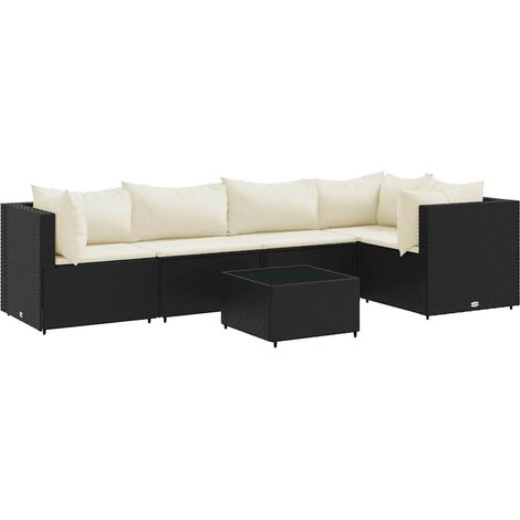 Maison Exclusive - Set Mobili da Giardino 6 pz con Cuscini in Polyrattan Nero