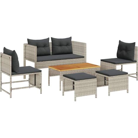 Maison Exclusive - Conjunto de sofás de jardín 6 pcs Gris Claro y