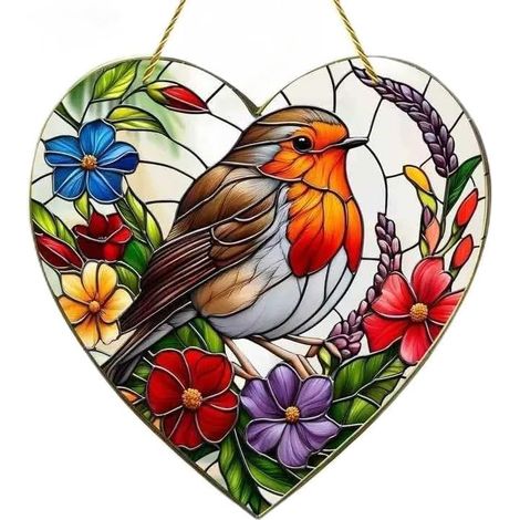 2 Stück Amsel-Hängedekoration, Zweig-Vogel-Thema, Lichtdurchlässigkeit und auffällige Farben, Geschenke für Zuhause, Balkon und Fenster.