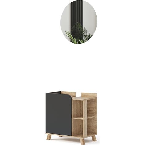 Ensemble de meubles de salle de bain Karen, Anthracite, 2 pièces, Vicco