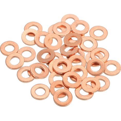 58Pcs Rondelles Métal Plates, Kit Rondelle Cuivre M4 Rondelles, 4mm Alésage, 8mm OD, 1mm Épaisseur D'Étanchéité Cuivre Rouelle Écraseuses Boulons Vis Réparation Mécanique (1/5)