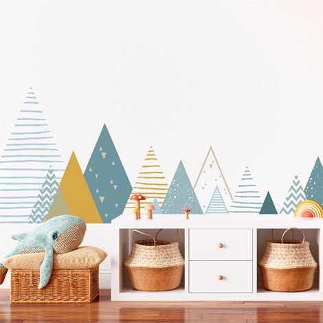 Stickers muraux enfants - Décoration chambre bébé - Autocollant Sticker mural géant enfant montagnes scandinaves ORENKA - 40x65cm (1/5)