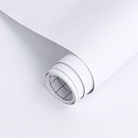 Papel adhesivo blanco mate de 40×300 cm, texturizado, para muebles/paredes/armarios.