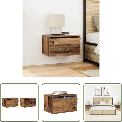 vidaXL Holzwerkstoff - Wandmontiertes Nachttischchen 2 pcs Altholz Holzwerkstoff (1/5)