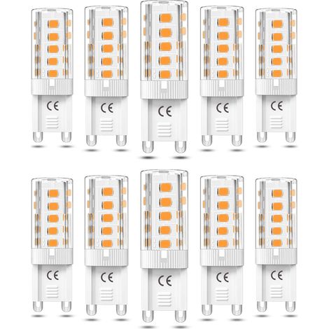10 ampoules LED G9, dimmables, blanc chaud 3000K, équivalent à une ampoule halogène de 50W AC110/220V - Parfaites (1/4)