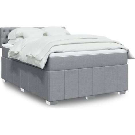 Boxspringbett mit Matratze Hellgrau 160x200 cm Stoff